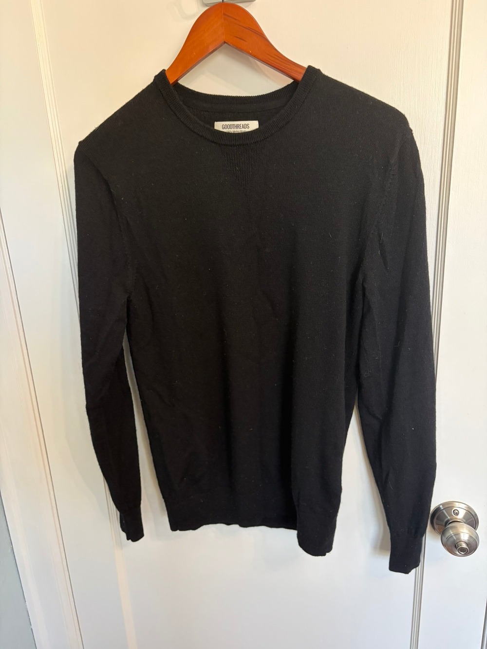 Goodthreads 100% Merino Wool Crewneck Sweater Men's Small Black Pullover